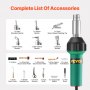 VEVOR Hot Air Plastic Welder, 1600W Hot Air Torch Pistol, 122-1112℉ PVC TPO Vinyl Heat Gun Welding Torch, Plastic Roofing Welding Kit with 17 Accessories- Toolbox, Nozzle, Roller, Blades for PP/PE/PVC