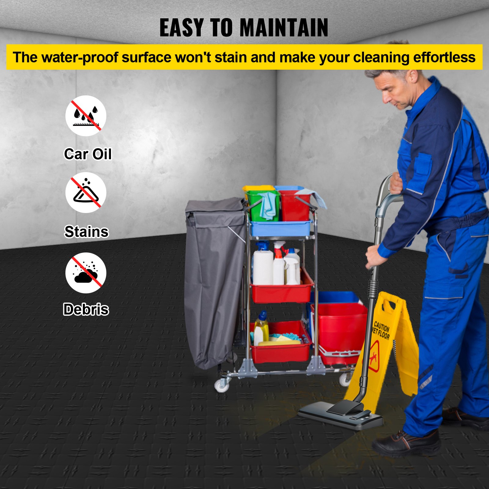 VEVOR garagevloer, 25 stuks antislip diamantplaat garagetegels, houdt maximaal 25 ton vast voor autogarages, kelders, sportscholen, reparatiewerkplaatsen (12" x 12", zwart)