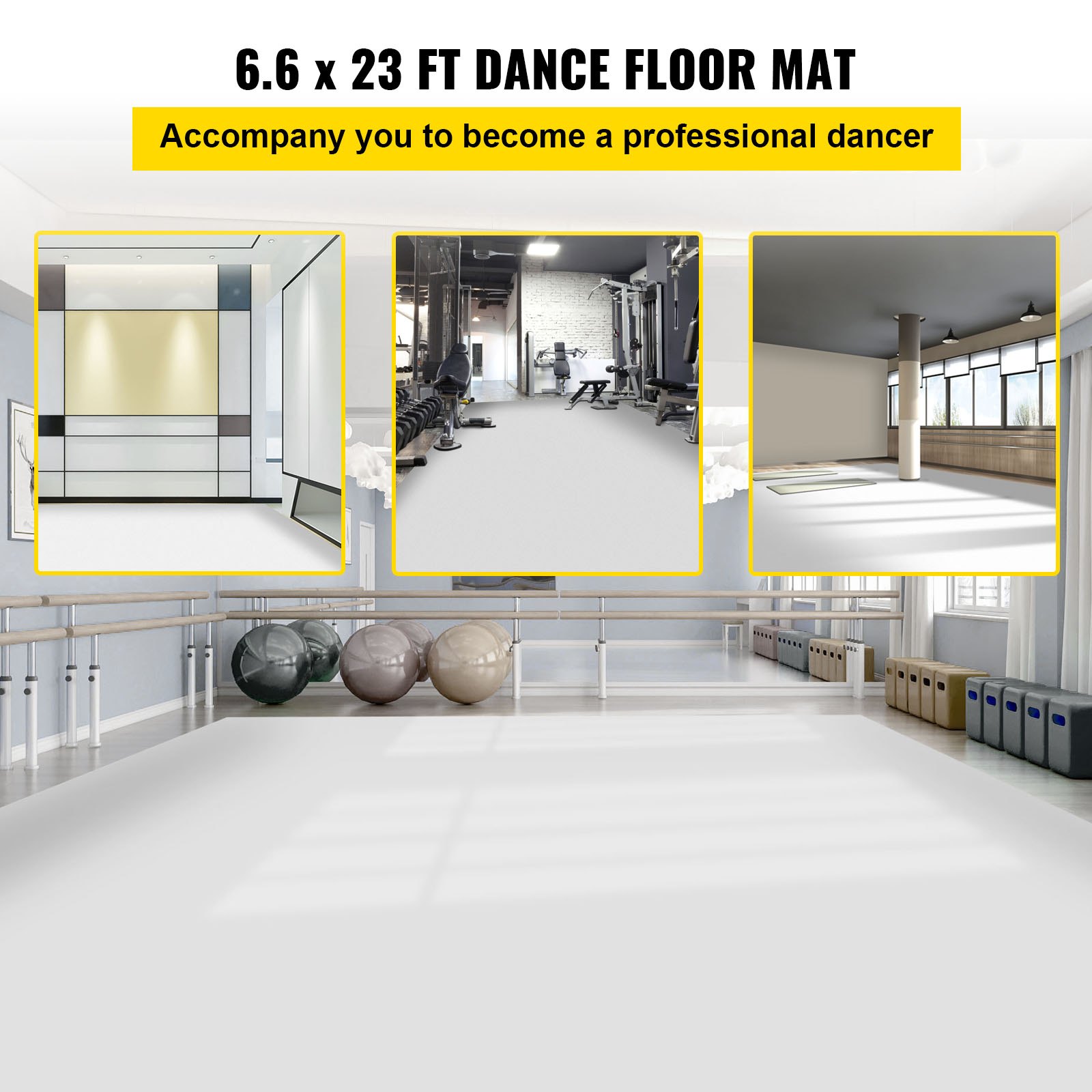 VEVOR PVC Vloeren 1,5 mm Dikte Tapijt Vloeren PVC 2 m x 7 m PVC Vloerbedekking Gemaakt van PVC-vinyl Perfect voor Gebruik in Reisgezelschappen Professionele Dansstudio's Thuisstudio's en Sportscholen