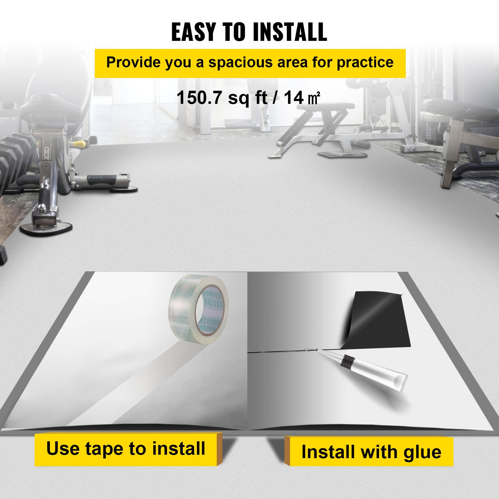 VEVOR PVC Vloeren 1,5 mm Dikte Tapijt Vloeren PVC 2 m x 7 m PVC Vloerbedekking Gemaakt van PVC-vinyl Perfect voor Gebruik in Reisgezelschappen Professionele Dansstudio's Thuisstudio's en Sportscholen