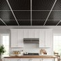 VEVOR 12 stuks plafondpanelen PVC plafondtegels lineair 605x1215mm zwart, 3D lamellendesign, brandwerend, slagvast, op maat te snijden, geschikt voor systeemplafonds, moderne interieurdecoratie voor thuis of kantoor