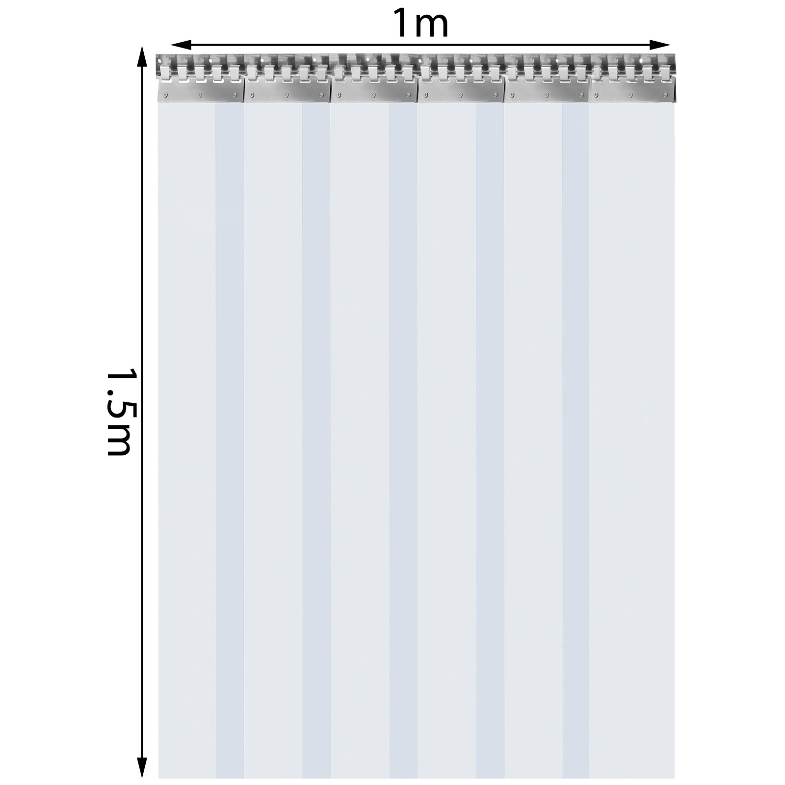 Vevor Pvc-strokengordijn Vinyldeurstroken 1 X 1,5m Vliegengordijn Pvc 6 Stroken