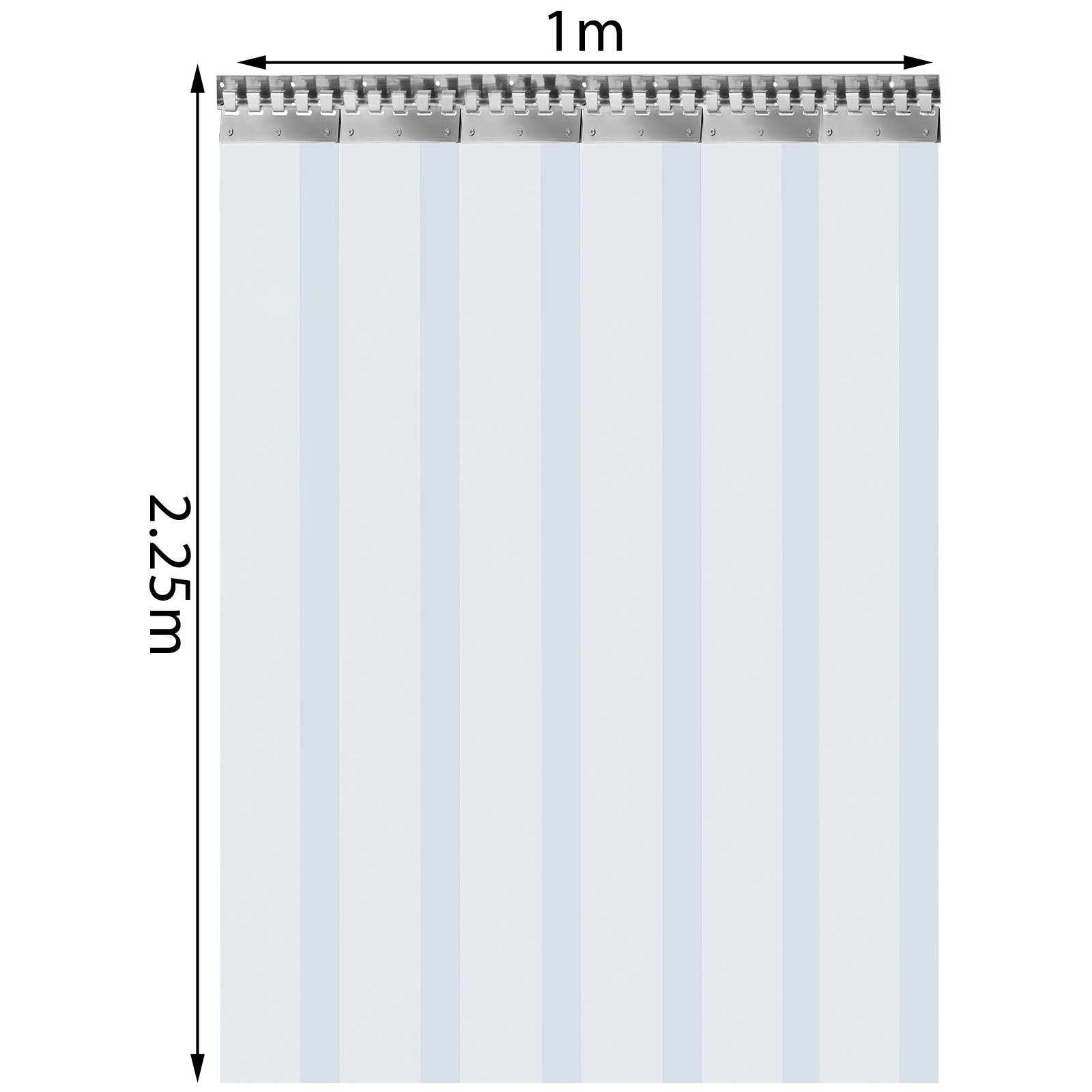 Pvc-strokengordijn Vinyl Deurstrips 1x2,25 M, Vinylstroken Deurgordijn, 6 Stroken