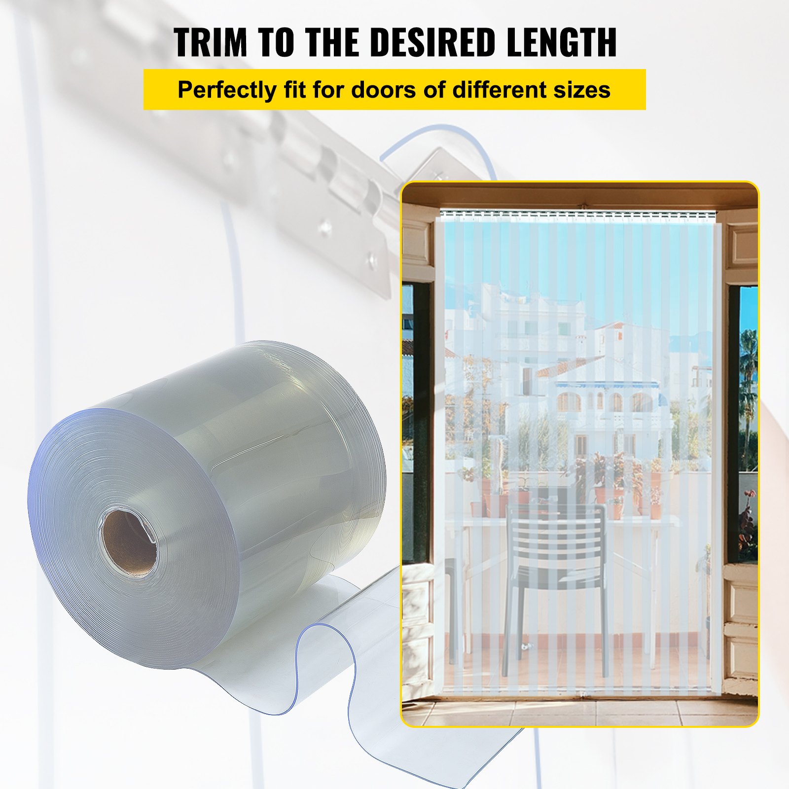 VEVOR PVC Strip Curtain 300mm x3mmx25m Plastic Curtain Door Curtain 64lbs Curtain Roll Transparent Decoration Shops PVC Strips