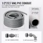 VEVOR 1/2-Inch Flexible Electrical Conduit, 100 ft, PVC Liquid-Tight Conduit Non-Metallic with 5 Straight and 5 90-Degree Conduit Connector Fittings, for Air Conditioning Motor Controller Pump, IP65