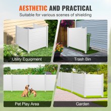 VEVOR Outdoor Privacy Screen 50"W x 50"H Air Conditioning Fence Pool Equipment Horizontal Vinyl Privacy Fence Perfect for Enclosing Trash Cans and Air Conditioners (3 Pieces)
