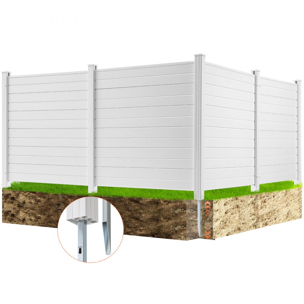 VEVOR Outdoor Privacy Screen 50"W x 50"H Air Conditioning Fence Pool Equipment Horizontal Vinyl Privacy Fence Perfect for Enclosing Trash Cans and Air Conditioners (4 Pieces)