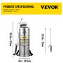 VEVOR roestvrijstalen sproeier met een volume van 3,5 gallon, een druk van 1,5-4,0 bar en een hoogte van 63 cm.
