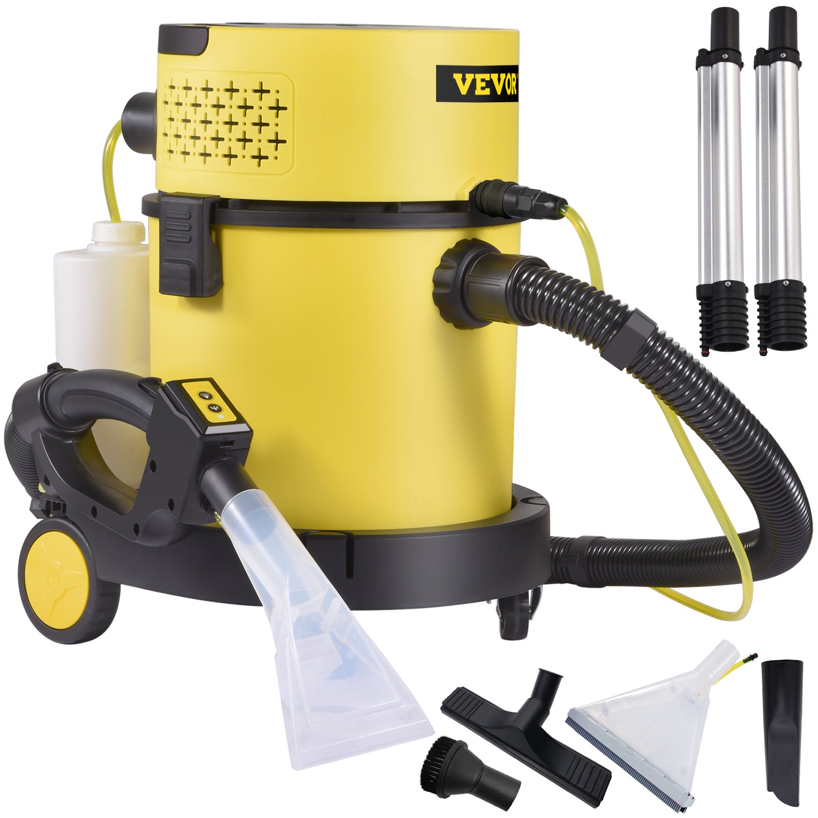 VEVOR Nat Droogstofzuiger 4-in-1 Nat Droogzuiger 1200 W Alleszuiger Gemaakt van Hoogwaardig PP-materiaal met Gebruiksvriendelijke Afstandsbediening en 5 Verschillende Borstels voor Thuis, Binnenplaats
