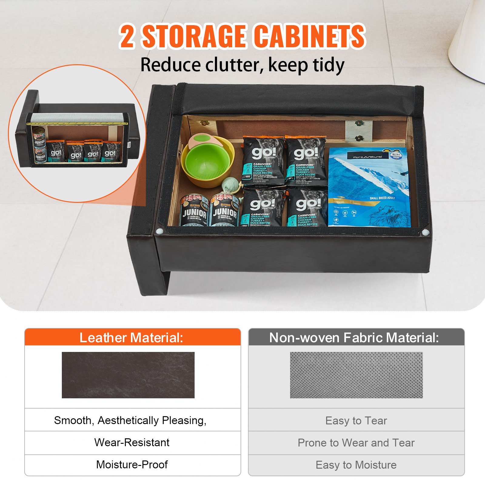 VEVOR Huisdierenbank, Hondenbank voor Middelgrote Honden en Katten, Zacht Leren Hondenbed, Draagvermogen 50 kg Kattenbank 710 x 505 x 335 mm