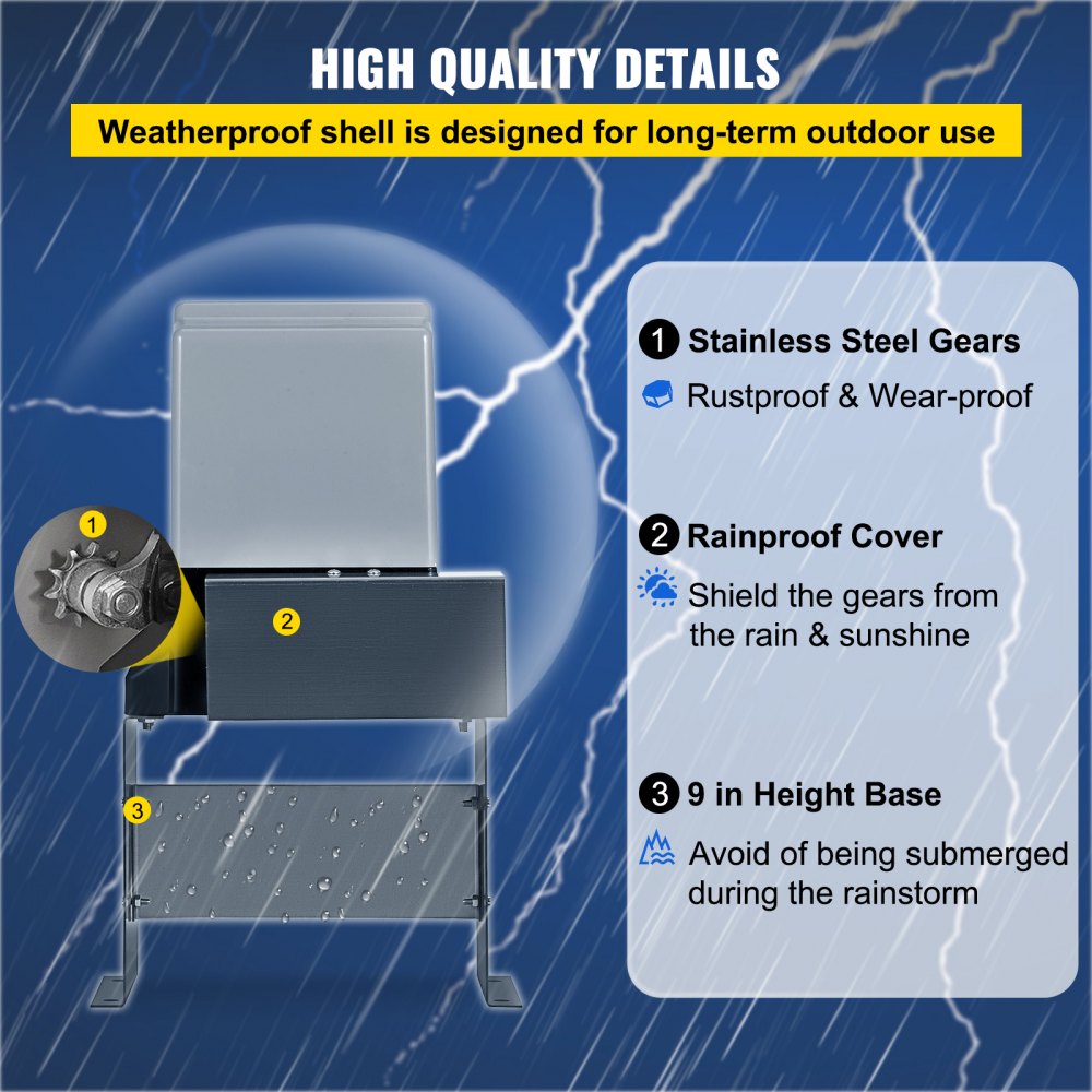 VEVOR Schuifpoortopener 220 V AC 60 Hz Poortaandrijving 600 kg met 2 afstandsbedieningen Schuifpoortaandrijving Poortopener 200 W uitgangsvermogen Poortopener Draaipoort 13 meter per minuut Poortbewegingssnelheid