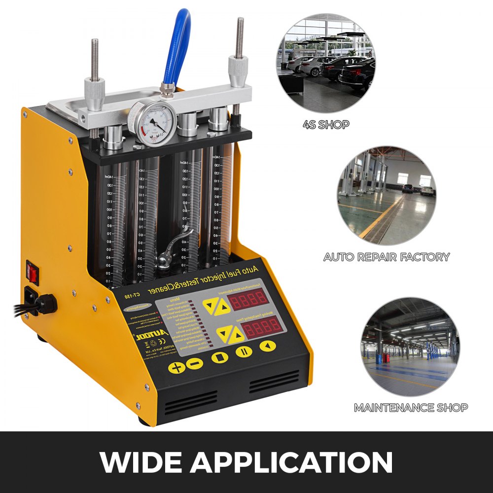 VEVOR 220V Ultrasone Benzine Injector Reiniger 140 ml Olieverversingsmachine 20,0 ms Reinigingstester 7500 U Autotester Auto Brandstofinjector 0,6 MPa Reiniging Injector Tester