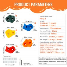 VEVOR 25 klimgrepen, klimstenen, rotswandgrepen, kleurrijk voor binnen/buiten