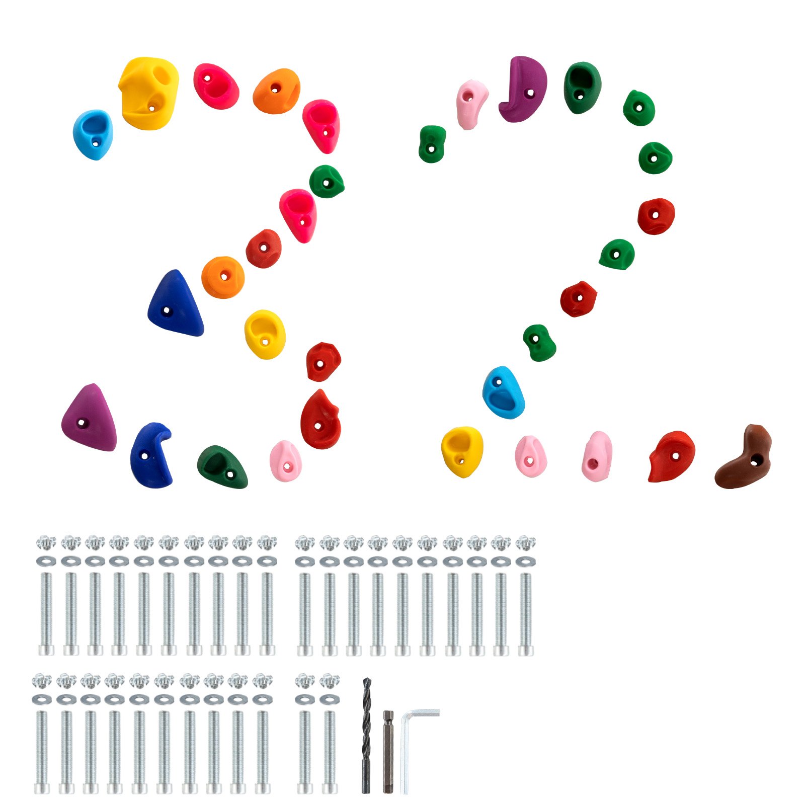 VEVOR 32 Rock Climbing Holds, Multi-Size and Multi-Colored Climbing Rocks for Kids and Adults, Rock Wall Holds with Mounting Hardware, Climbing Wall Grips for Indoor and Outdoor Playground Play Set