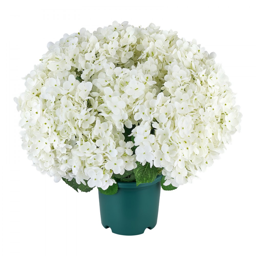 VEVOR 2-pack kunstbloemen in potten, 508 mm hoog, nep-hortensia's, wit, kunstbloemen in pot voor thuis, kantoor, café, gemaakt van zijde en PE-plastic, klaar voor gebruik, onderhoudsvrije kunstplant