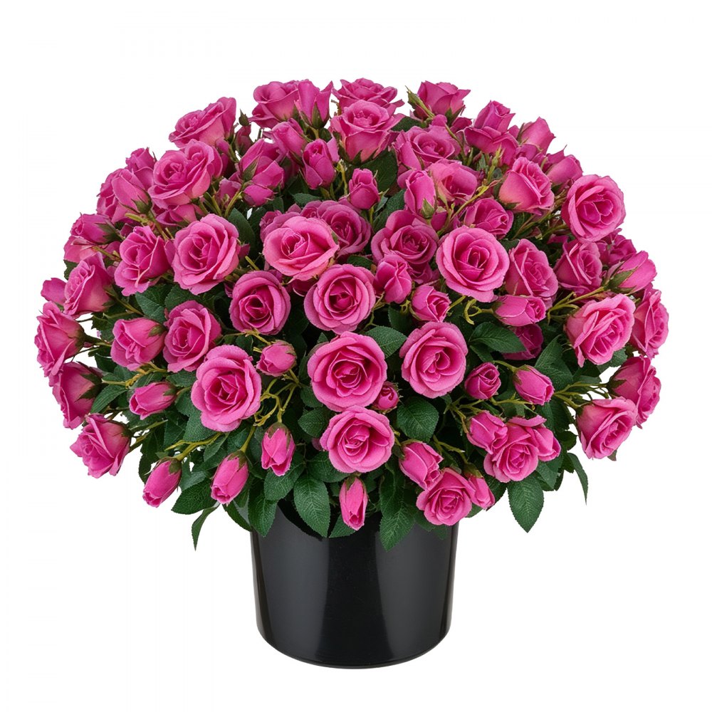 VEVOR 2-pack kunstbloemen in potten, 457 mm hoog, neprozen, rozerood, kunstmatige potbloemen voor binnen en buiten, gemaakt van zijde en PE-plastic, direct klaar voor gebruik, onderhoudsvrij