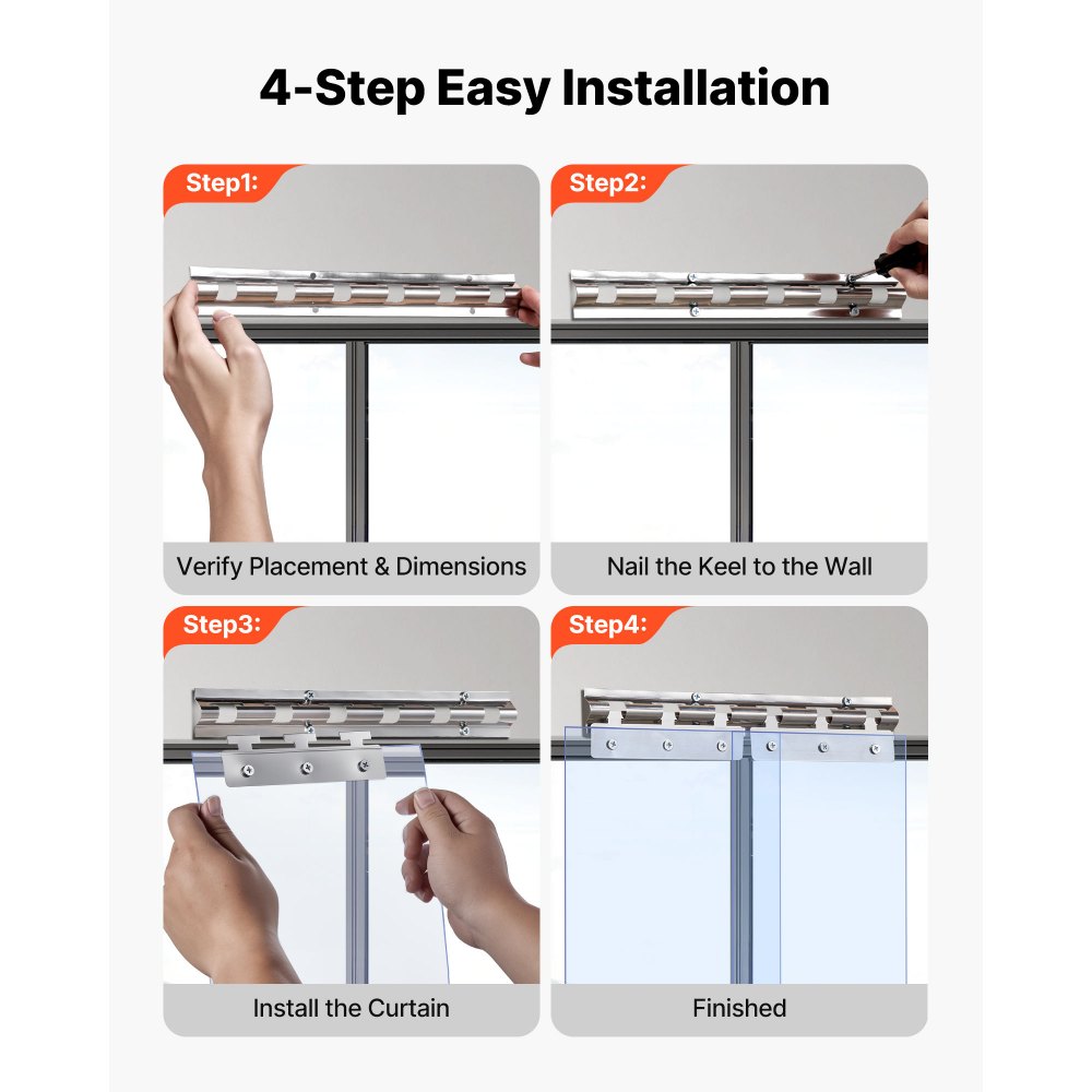 VEVOR strokengordijn, 84" hoog x 38" breed, 0,08" dik, 6-pack transparant PVC strokengordijn, vriezergordijn, kunststof deurstrip voor inloopvriezers, koelkasten en opslagdeuren, met 50% overlapping