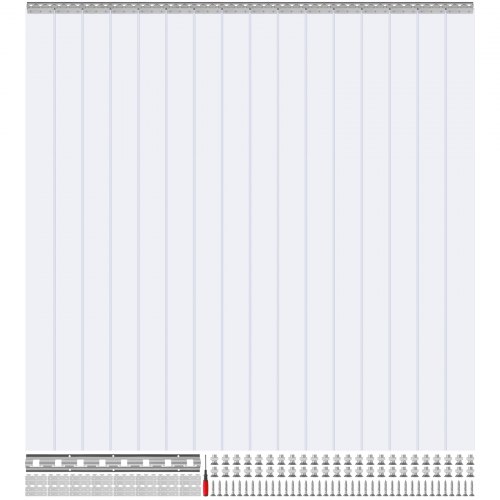 VEVOR 244x244cm strokengordijnlamellen PVC transparant, 16 stuks