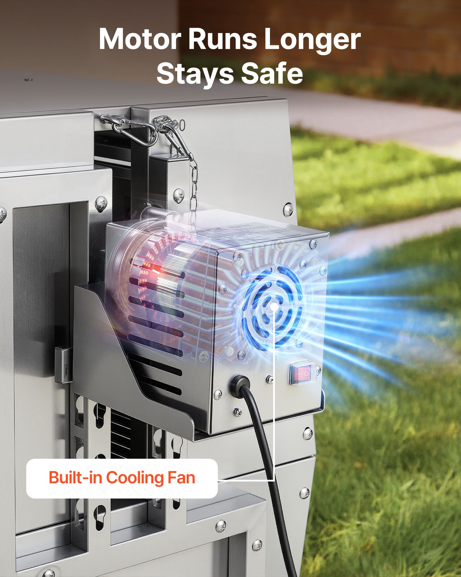 VEVOR Rotisserie Grill, 38W BBQ Outdoor Pig & Lamb Spit Roaster, Charcoal Spit Roaster with 132 LBS Capacity, Wheels & 4-Level Height, Stainless Steel Electric Rotisserie Grill Kit for Camping Outdoor