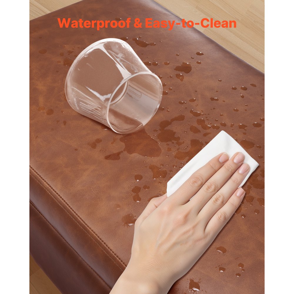 VEVOR Leather Storage Ottoman Bench, PU Leather Bench with Storage and Metal Legs, Upholstered Shoe Benches Seat for Entryway, Modern End of Bed Benches for Living Room, Dining Room, Hallway, Brown