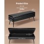 VEVOR Leather Storage Ottoman Bench, PU Leather Bench with Storage and Metal Legs, Modern Shoe Benches Seat for Entryway, Upholstered End of Bed Benches for Living Room, Dining Room, Hallway, Black