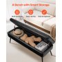 VEVOR Leather Storage Ottoman Bench, PU Leather Bench with Storage and Metal Legs, Modern Shoe Benches Seat for Entryway, Upholstered End of Bed Benches for Living Room, Dining Room, Hallway, Black