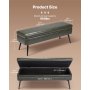 VEVOR Leather Storage Ottoman Bench, PU Leather Bench with Storage and Metal Legs, Modern Shoe Benches Seat for Entryway, Upholstered End of Bed Benches for Living Room, Dining Room, Hallway, Green