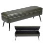 VEVOR Leather Storage Ottoman Bench, PU Leather Bench with Storage and Metal Legs, Modern Shoe Benches Seat for Entryway, Upholstered End of Bed Benches for Living Room, Dining Room, Hallway, Green