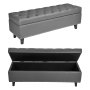 VEVOR Button-Tufted Storage Ottoman Bench, PU Leather Bench with Storage and Solid Wood Legs, Modern Shoe Benches Seat for Entryway, Upholstered End of Bed Benches for Living Room, Dining Room, Gray