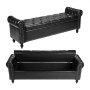 VEVOR Button-Tufted Storage Ottoman Bench, Rolled Arm PU Leather Bench with Solid Wood Legs, Modern Shoe Benches Seat for Entryway, Upholstered End of Bed Benches for Living Room, Dining Room, Black
