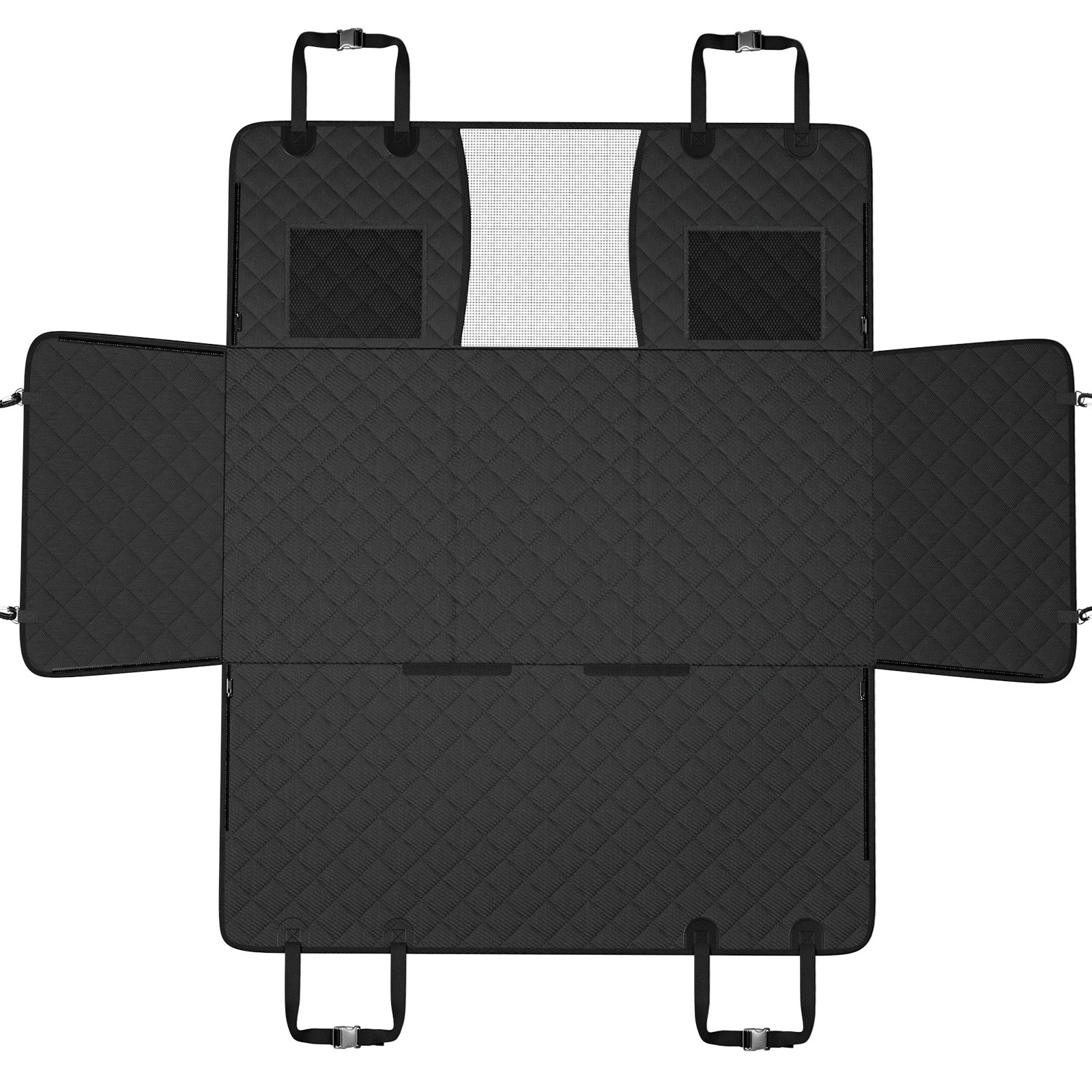 VEVOR Hondenautostoelverlenger, Hondenhangmat voor de achterbank van de auto, Autostoelhoes voor honden met harde bodem, Hondenautostoelbed 132 x 63 cm, Draagvermogen 168 kg, met gaasvenster en opbergvak voor auto, SUV