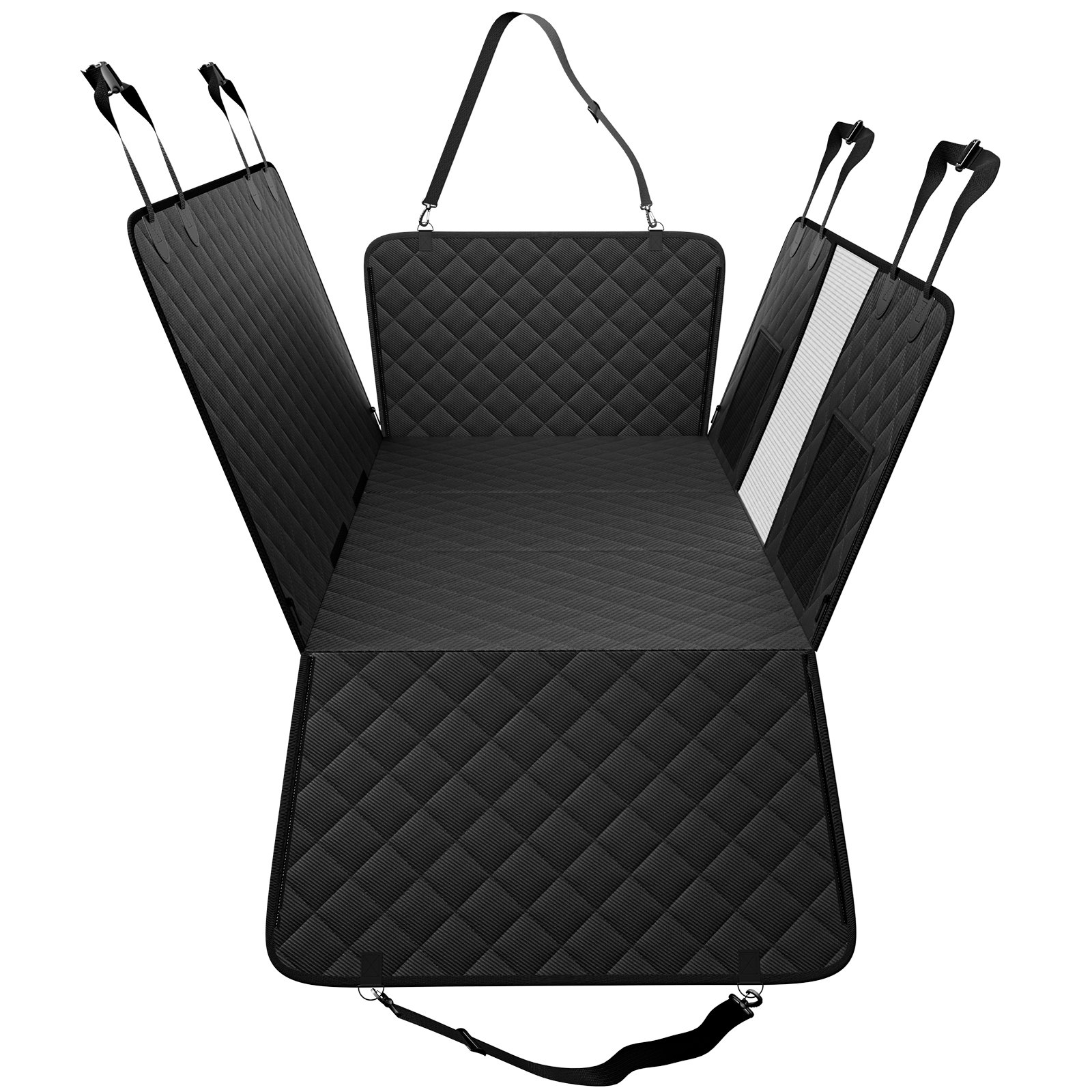 VEVOR Hondenautostoelverlenger, Hondenhangmat voor de achterbank van de auto, Autostoelhoes voor honden met harde bodem, Hondenautostoelbed 132 x 63 cm, Draagvermogen 168 kg, met gaasvenster en opbergvak voor auto, SUV