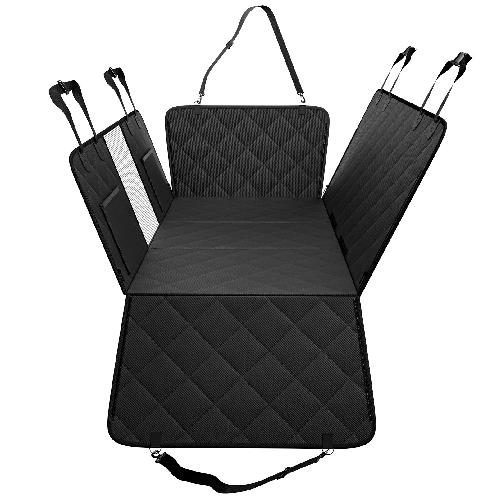 VEVOR Back Seat Extender for Dogs,Dog Hammock for Car Back seat, Dog Car Seat Cover with Hard Bottom Dog Car Seat Bed 53"x24.8" ,Supports 350lb with Mesh Window and Storage Pocket for Car, SUV,Truck