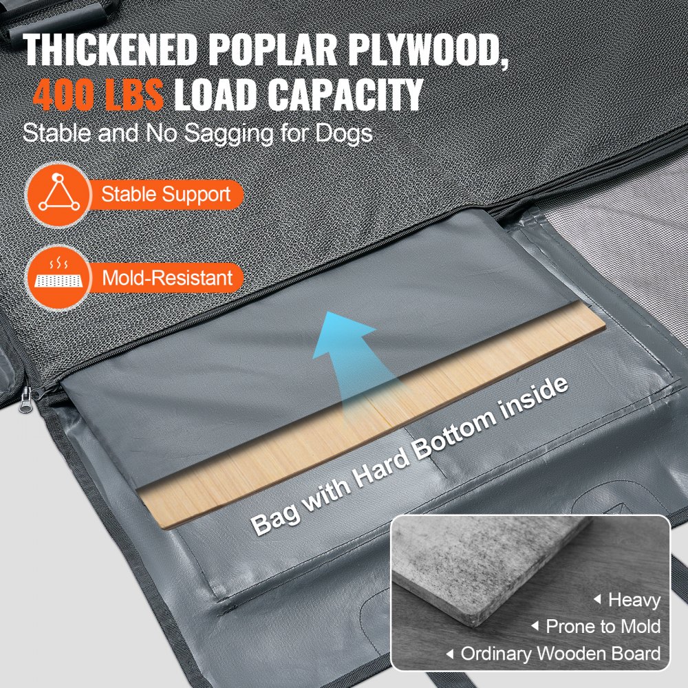 VEVOR Autostoelhoes voor Honden, Hondendeken voor de Achterbank, Hondenautohoes met Harde Bodem voor de Achterbank, 137 x 61 cm, tot 180 kg, met Gaasvenster en Opbergtas voor Auto's, SUV's