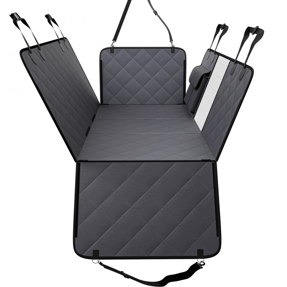 VEVOR Autostoelhoes voor Honden, Hondendeken voor de Achterbank, Hondenautohoes met Harde Bodem voor de Achterbank, 137 x 61 cm, tot 180 kg, met Gaasvenster en Opbergtas voor Auto's, SUV's