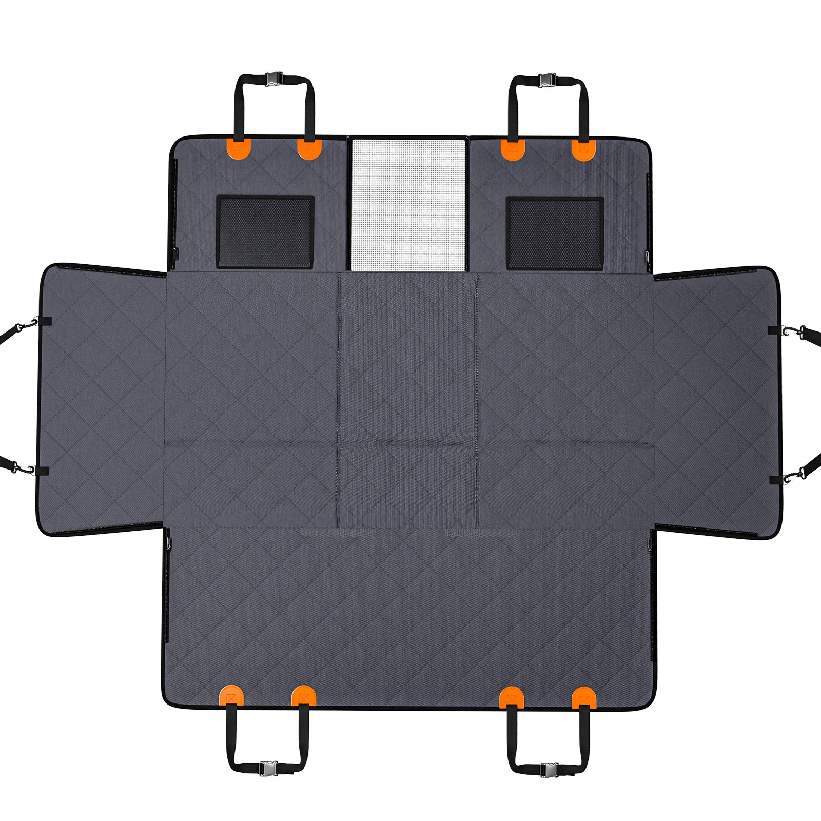 VEVOR Achterbank Verlenger, Autostoelhoes voor Honden als Achterbankbed met Gaasvenster en Opbergvak, Draagt ​​180 kg, Hondenhangmat voor Auto, Honden Autobed ​​145 x 77 cm, voor Vrachtwagens