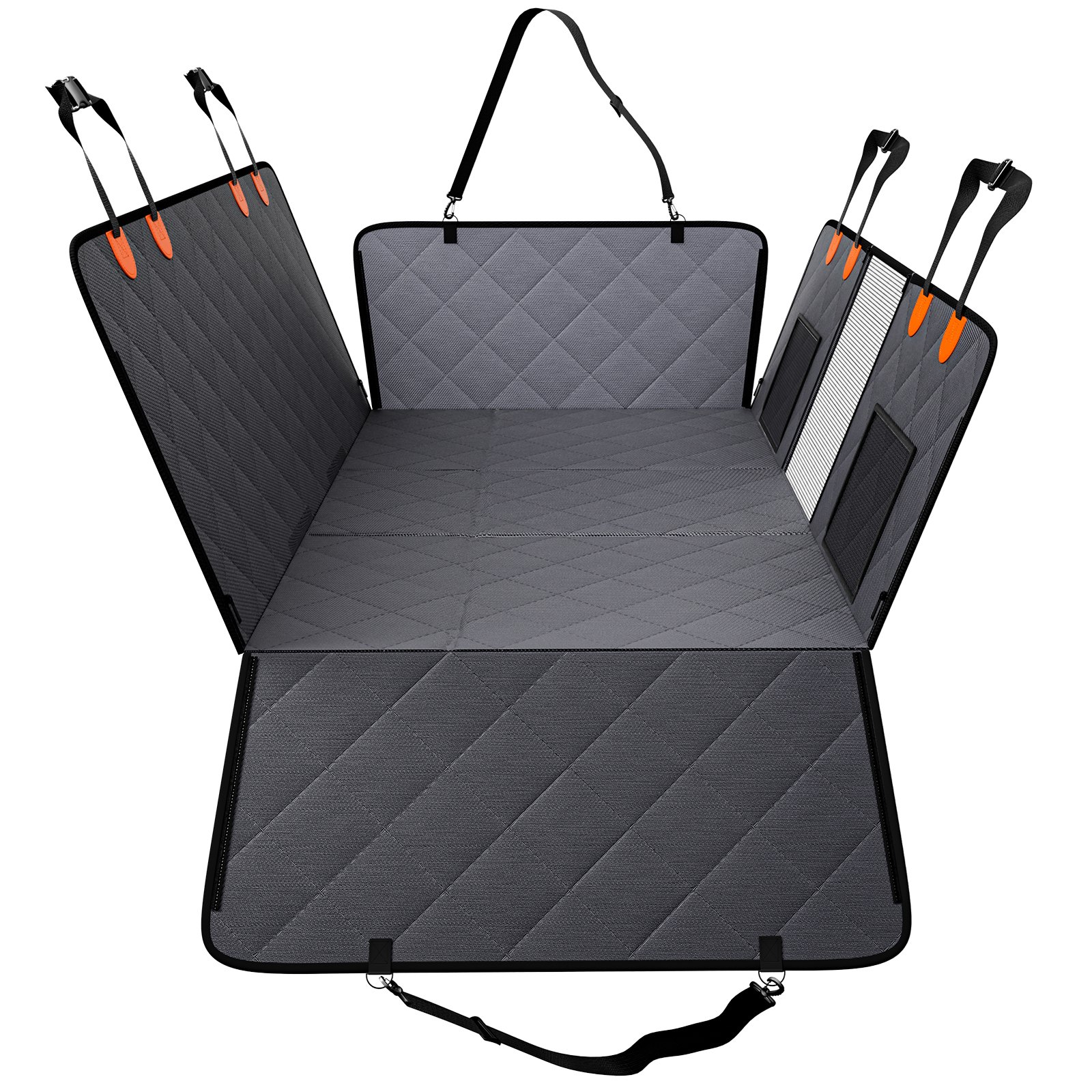 VEVOR Achterbank Verlenger, Autostoelhoes voor Honden als Achterbankbed met Gaasvenster en Opbergvak, Draagt ​​180 kg, Hondenhangmat voor Auto, Honden Autobed ​​145 x 77 cm, voor Vrachtwagens