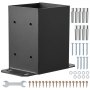 VEVOR 101.6x101.6mm Post Base 2 Pcs, Inner Size 91x91 Post Base Brackets, Heavy Duty Powder-Coated Post Anchor Matte Black Wood Post Brackets for Pavilion Deck Railing Support Deck Base Plate