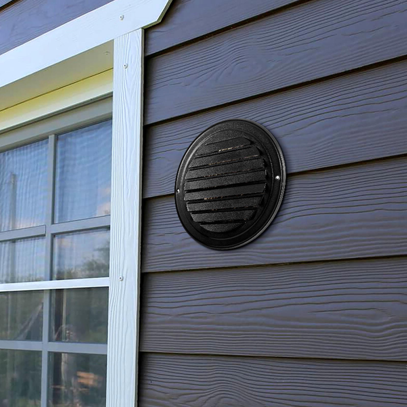 VEVOR RVS ventilatierooster φ 208 x 68 mm, afzuigrooster met lamellen, buitenrooster met insectenhor, weerbestendig rooster voor thuis, badkamer, garage, keuken, kelder (set van 2, zwart)