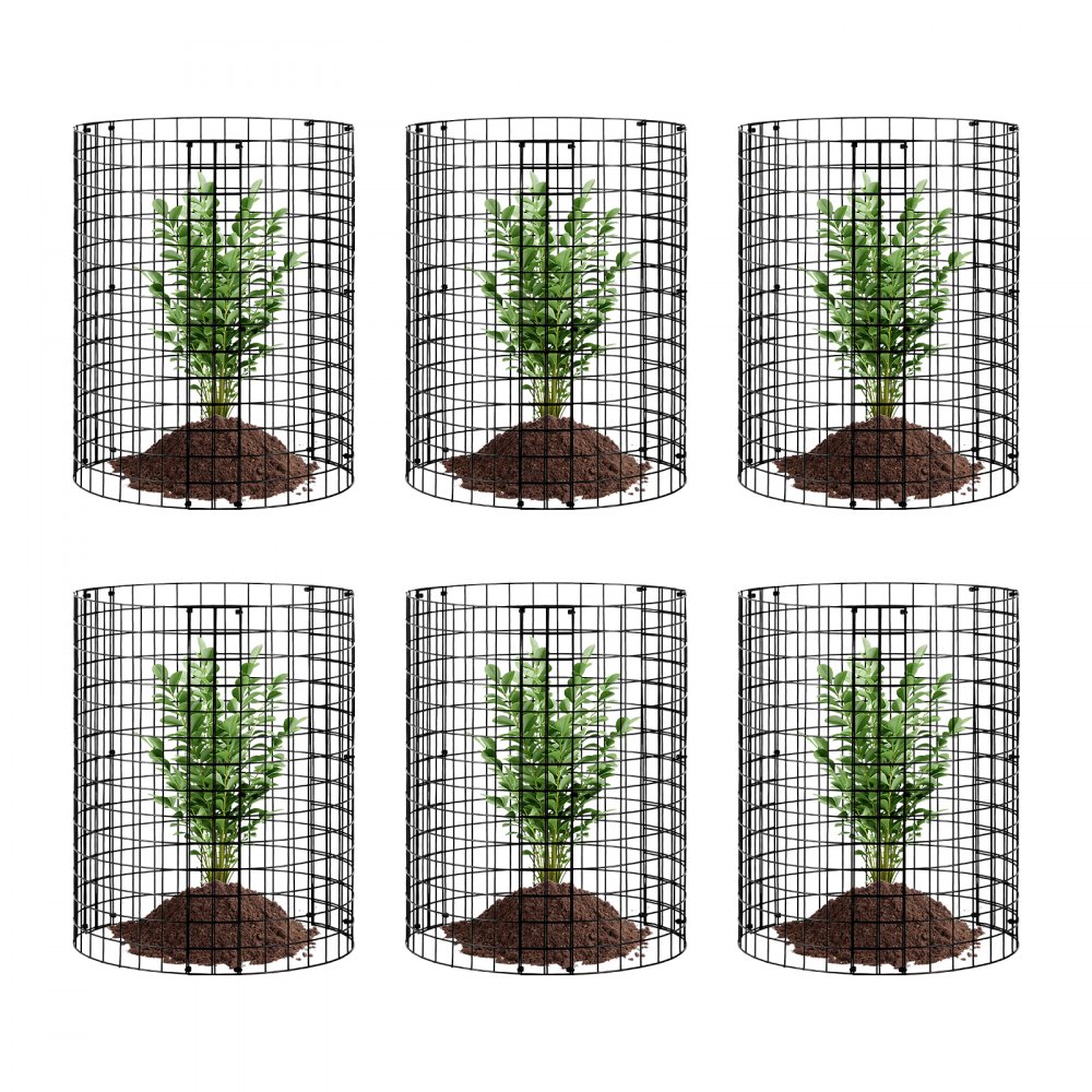 VEVOR 6-pack plantenbeschermers voor dieren, 32 cm diameter x 35 cm hoogte, plantenbeschermers van kippengaas, plantenkooien voor buitenplanten, bloemen en groenten, houdt konijnen, kippen en eekhoorns op afstand, 18-delig metalen gaas