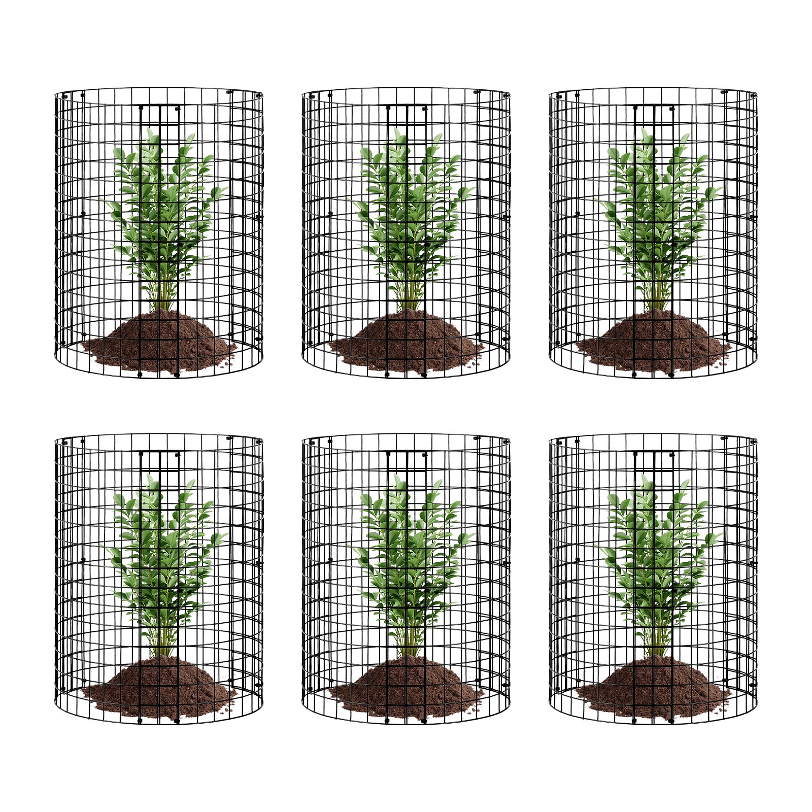 VEVOR 6-pack plantenbeschermers voor dieren, 32 cm diameter x 35 cm hoogte, plantenbeschermers van kippengaas, plantenkooien voor buitenplanten, bloemen en groenten, houdt konijnen, kippen en eekhoorns op afstand, 18-delig metalen gaas