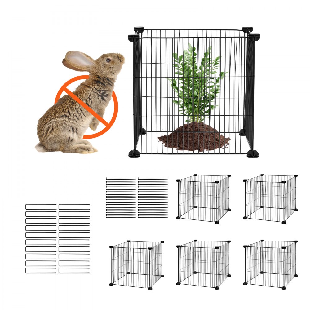VEVOR 5-pack plantenbeschermers voor dieren, 15,35 x 15,35 inch kippengaas plantenbeschermers, plantenkooien voor buitenplanten, bloemen en groenten, houdt konijnen, kippen en eekhoorns op afstand, 20-delig metalen gaas