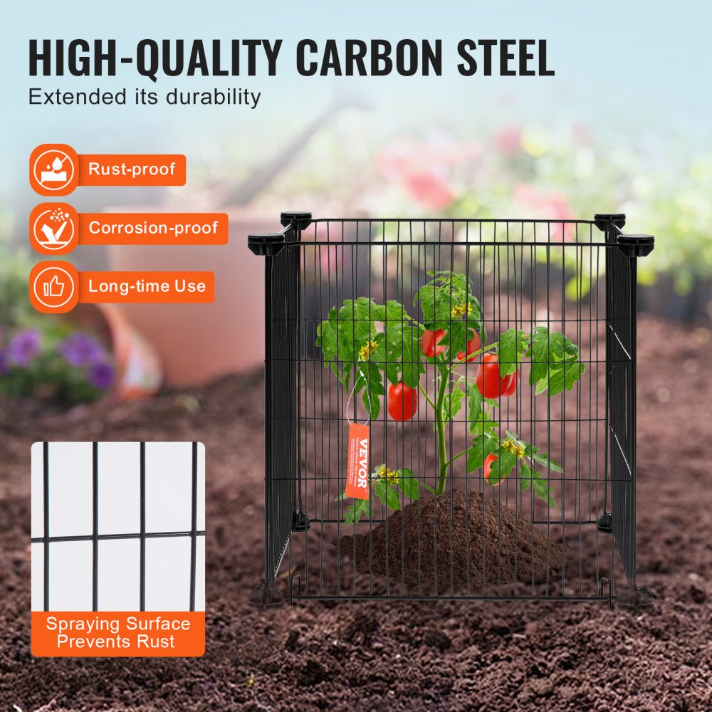 VEVOR 5-pack plantenbeschermers voor dieren, 15,35 x 15,35 inch kippengaas plantenbeschermers, plantenkooien voor buitenplanten, bloemen en groenten, houdt konijnen, kippen en eekhoorns op afstand, 20-delig metalen gaas