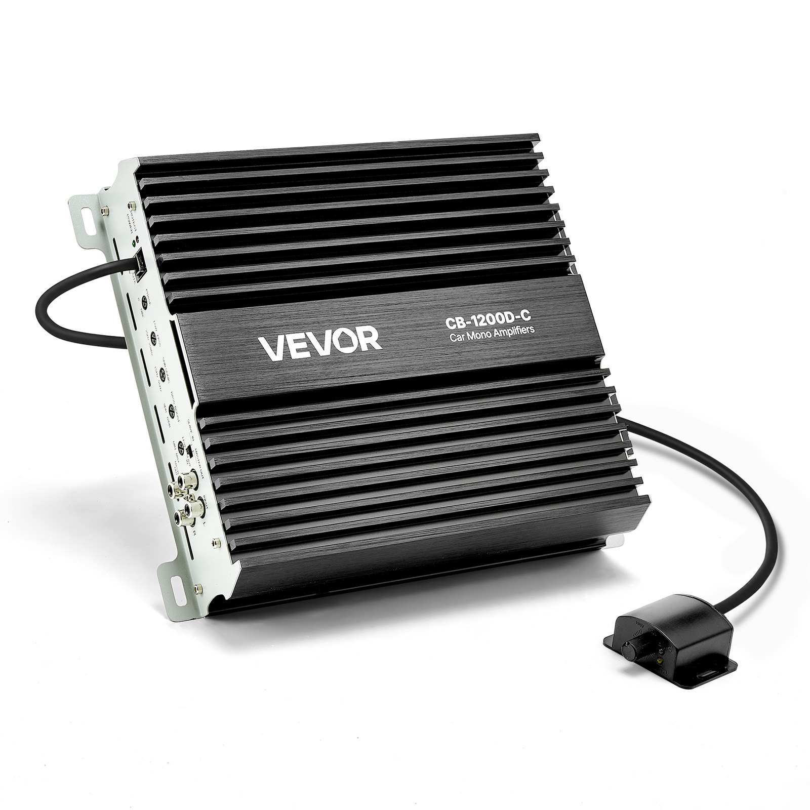 VEVOR Monoblock auto-versterker 1200 W RMS MAX 1/2/4 Ohm, audioversterker (klasse D) met afstandsbediening voor subwooferniveau, laagdoorlaatfilter, basversterking, faseverschuiving en volumeregeling.