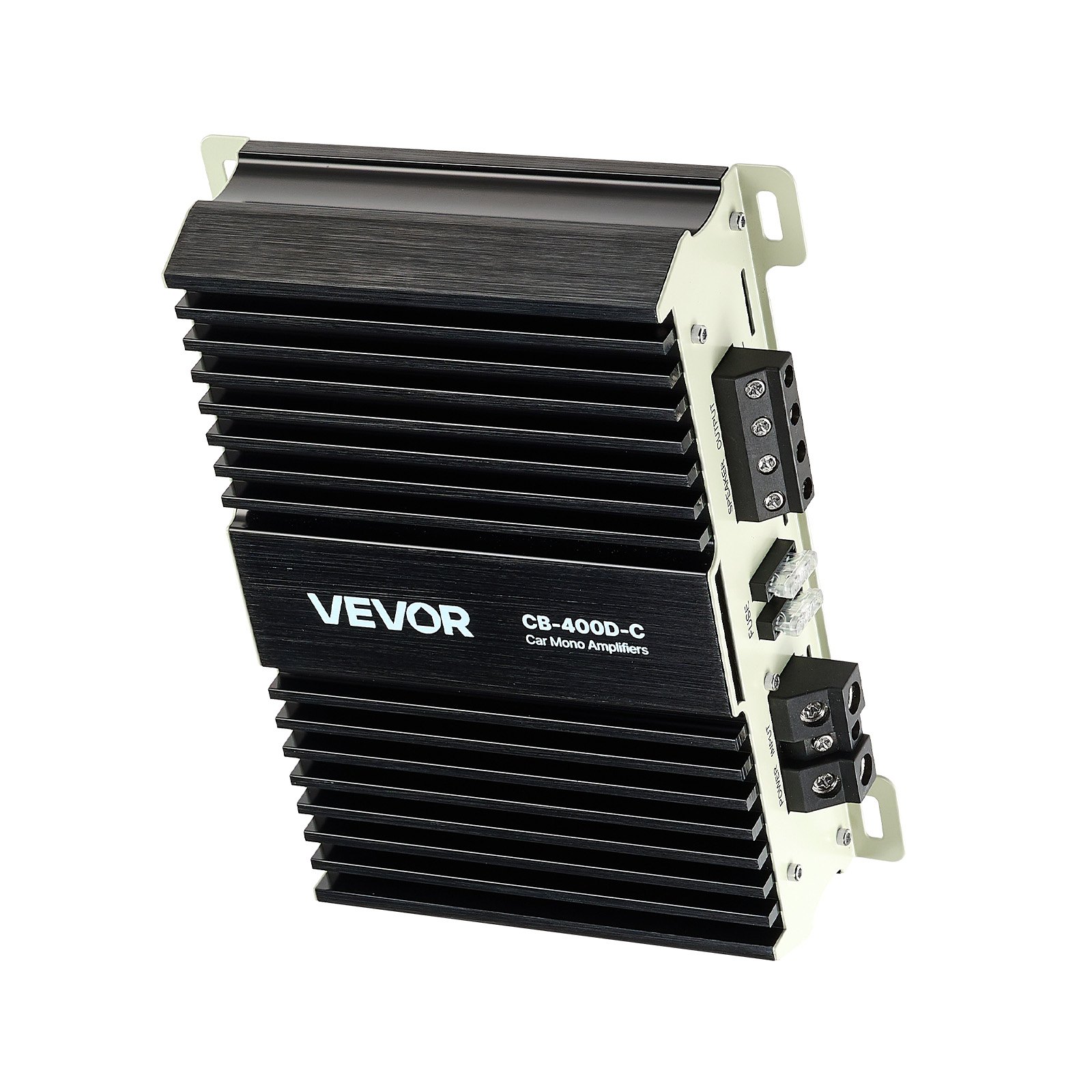 VEVOR Monoblock auto-versterker 400 W RMS MAX 1/2/4 Ohm, audioversterker (klasse D) met afstandsbediening voor subwooferniveau, laagdoorlaatfilter, basversterking, faseverschuiving en volumeregeling.