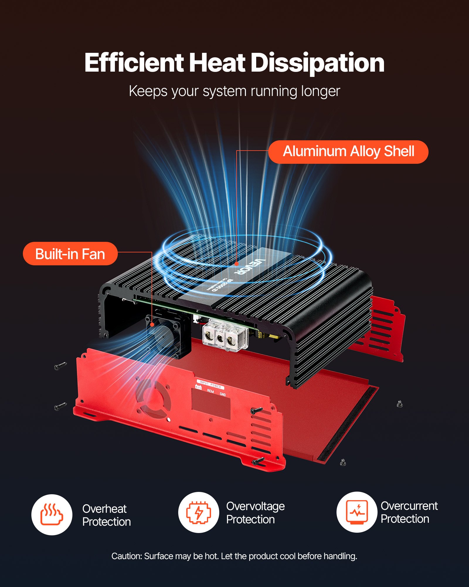 VEVOR Monoblock auto-versterker 2000 W RMS MAX 1/2/4 Ohm, audioversterker (klasse D / 1-kanaals) met afstandsbediening voor subwooferniveau, laagdoorlaatfilter, basversterking en volumeregeling.