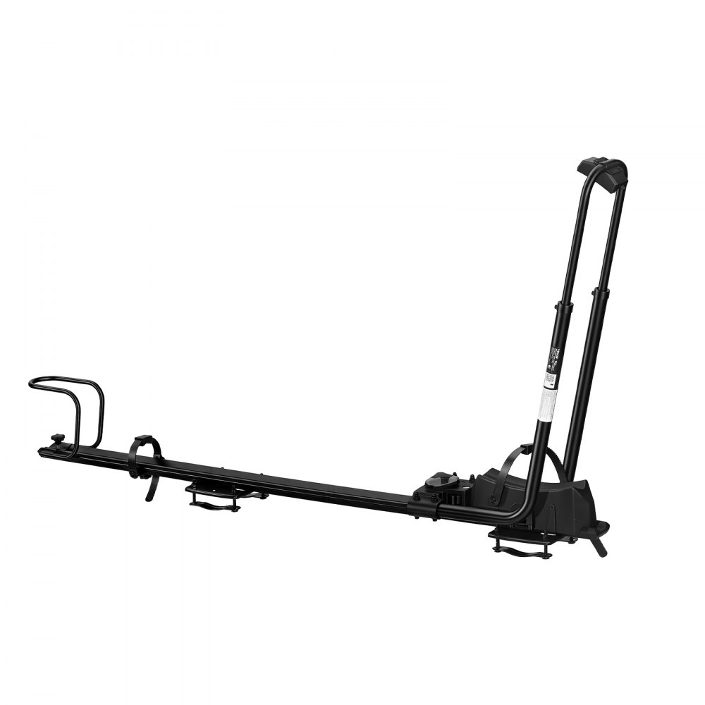 VEVOR rechtopstaande dakfietsendrager voor fietsen van 24-29 inch, opvouwbaar, zwart, roadtrips, aluminiumlegering, Q235 staal, frame-contactloze montage, dubbele armbevestiging met veilig vergrendelingssysteem