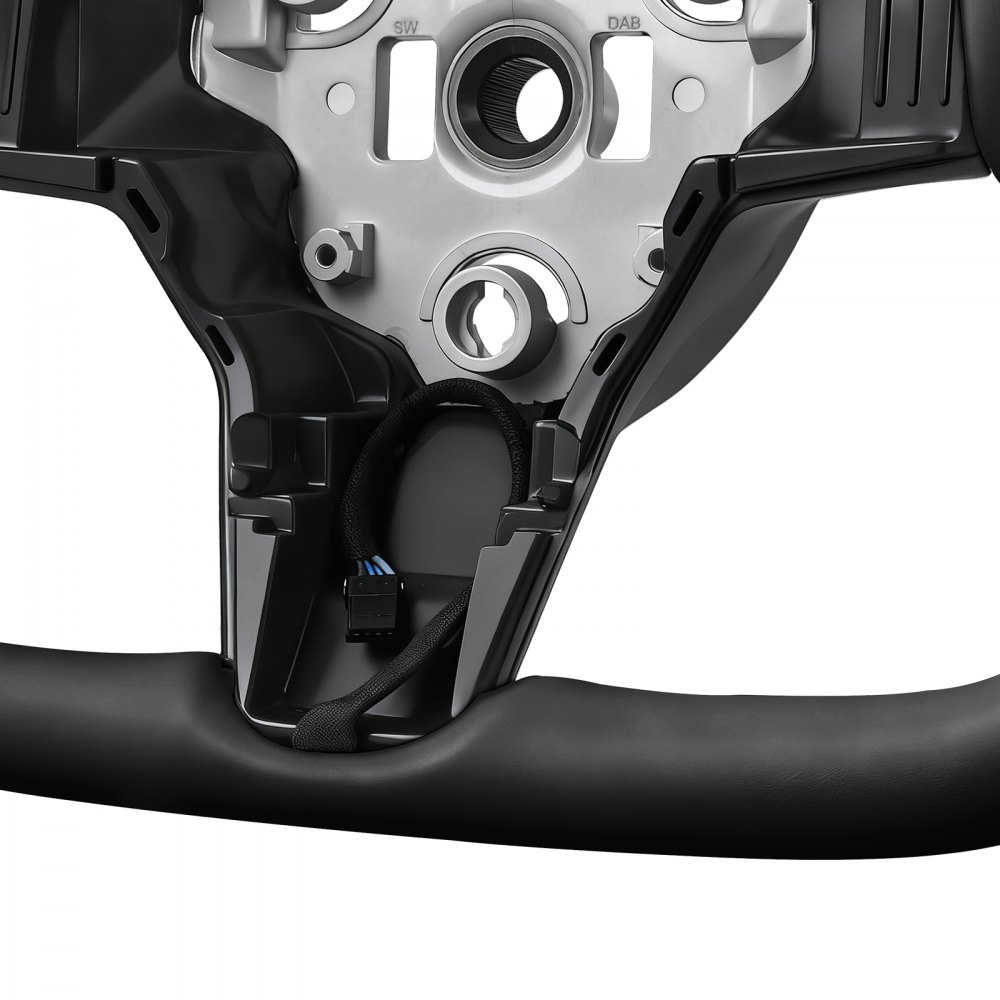 VEVOR-stuurwiel voor Tesla Model 3 (2016-2023), D-vormig stuurwiel van koolstofvezel, afgeplat aan de onderkant, met verwarmingsfunctie, lederen grip met antislipoppervlak, vervangingsonderdeel voor Model 3, zwart