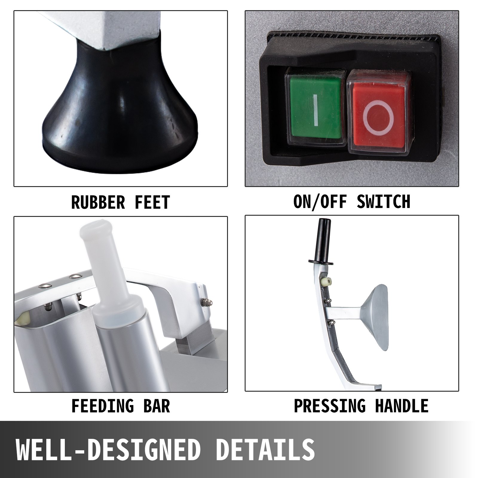 Machabeau JKC-300 Electric Vegetable Cutter with 6 x Cutting Disks, food processor 550W vegetable processor Stainless Steel + Cast Aluminum Alloy