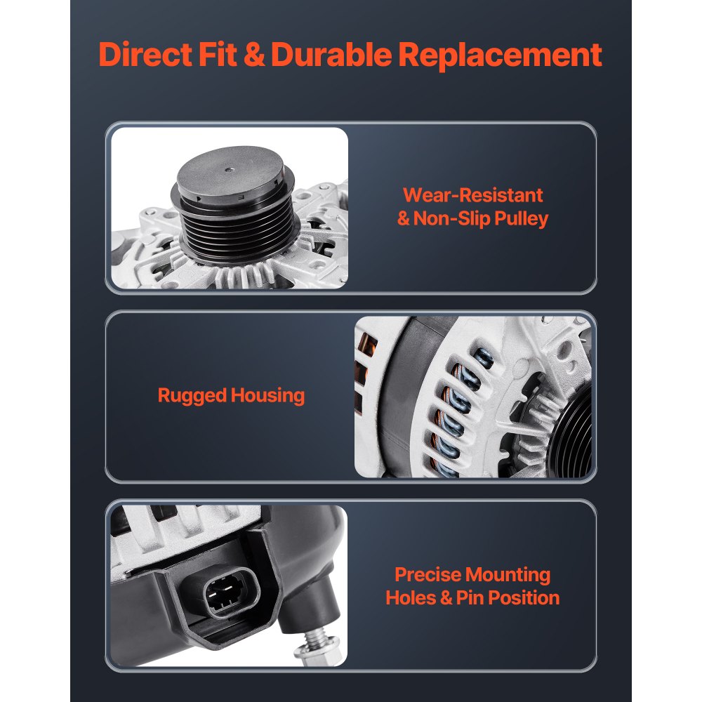 VEVOR Auto Dynamo Generator 11252, voor Buick Enclave Base 3.6L 2012-2013, Chevy Traverse LT 2009-2016, GMC Acadia SLT 2007-2015, Saturn Outlook V6 2007-2010, Auto Vervangende Dynamo 25815839